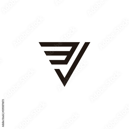 Letter J number 3 triangle geometric symbol simple logo vector