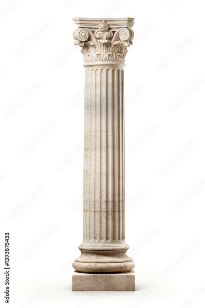 Fototapeta premium Roman pillar architecture column white background.