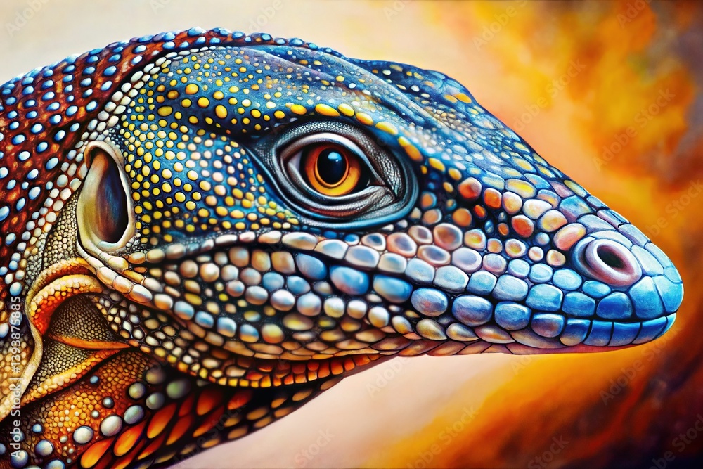 Fototapeta premium Goanna Dot Painting, Australian Reptile Art