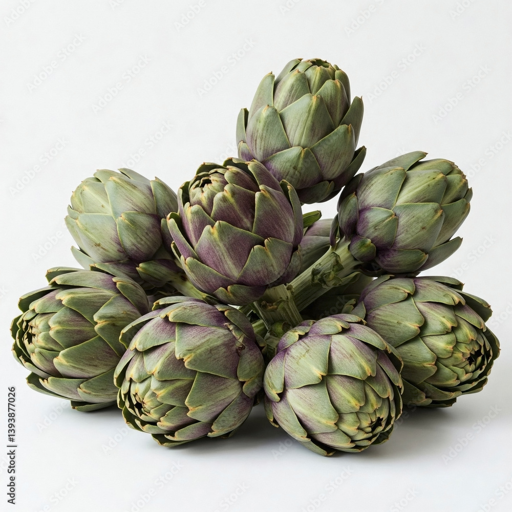 Fresh artichokes on white background. Studio shot. Isolated. Fresh artichokes on white background. Studio shot. Isolated.