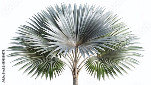 Isolated Silver Fan Palm Tree Top View Detailed Stock Image for Botanical Illustration Design and Educational Materials