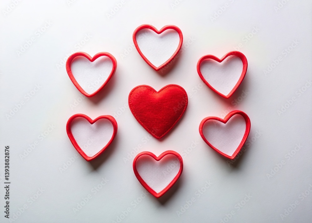Fototapeta premium Romantic Red Heart Outline Flat Lay A Panoramic Composition for Valentines Day Weddings or General LoveThemed Design