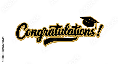 Celebratory  Congratulations with Graduation Cap  Graduation Congratulations Typography Design white background