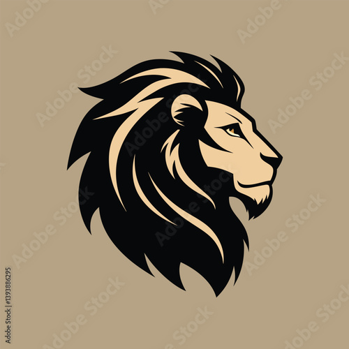 Lion head logo icon, lion face vector Illustration, black and white style