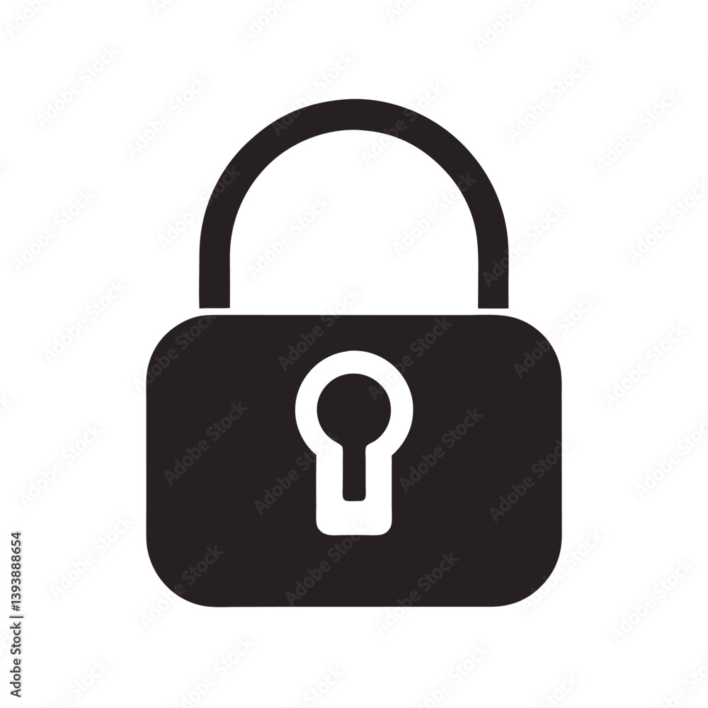 lock silhouette vector icon white background, security concept lock silhouette vector icon white background, security concept
