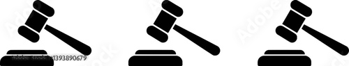 Three Gavel Icons Representing Justice Law And Legal Proceedings In A Simple Style