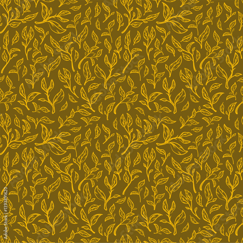 leaves pattern background. green leaves vector pattern background. Green tea leaf seamless pattern. seamless patterns with green leaves of tea.