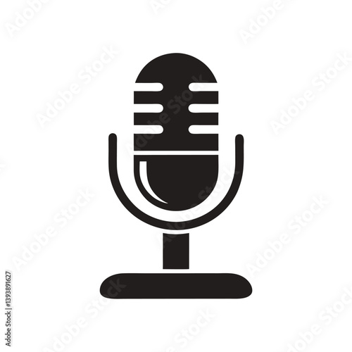 podcast mic silhouette vector illustration-simple silhouette illustration of podcast, Captivating Sounds Black Line & Fill Vector Icon
