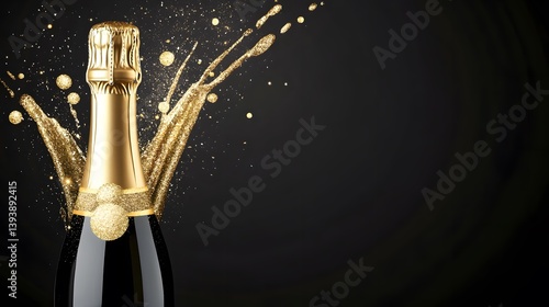 Wallpaper Mural Golden Champagne Bottle Sparkle Celebration New Year Torontodigital.ca