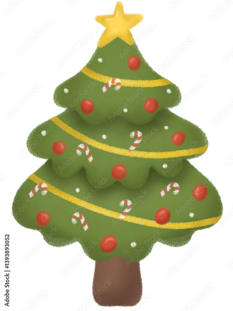 Classic Christmas Tree with Baubles and Candy Canes Classic Christmas Tree with Baubles and Candy Canes