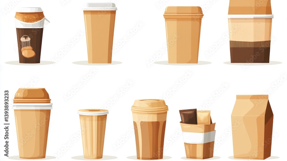 Various coffee cup and food packaging designs Various coffee cup and food packaging designs