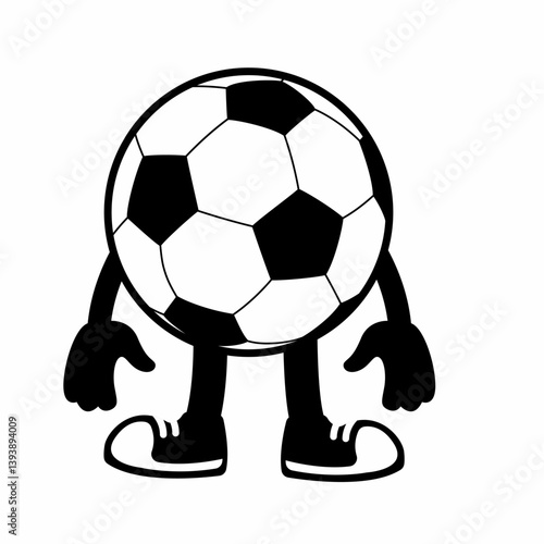 Soccer Ball Character Raising Both Arms Excited and Cheerful Football Mascot