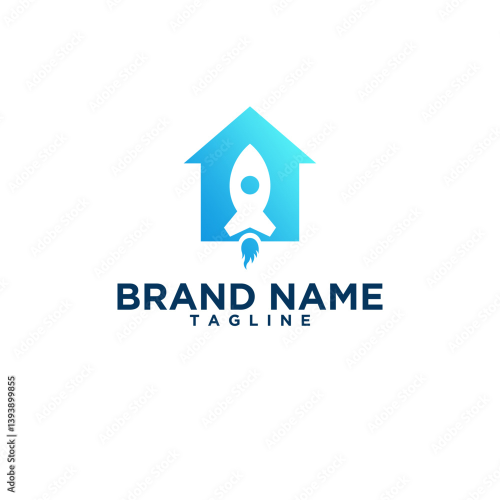 Home Rocket Launch: Modern Growth Innovation Vector Logo Home Rocket Launch: Modern Growth Innovation Vector Logo