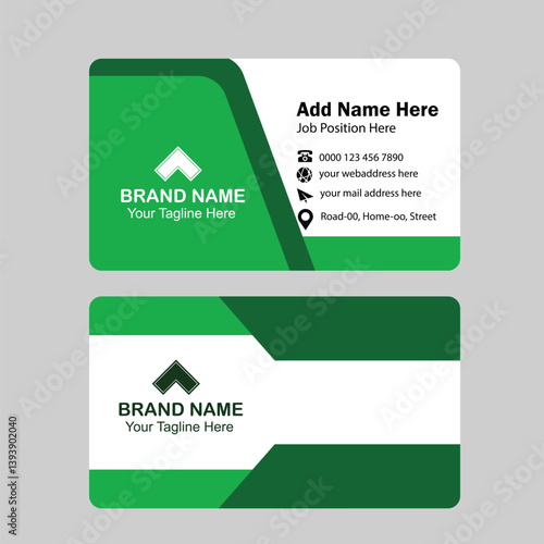Creative modern abstract green business card design template. corporate company visiting card template