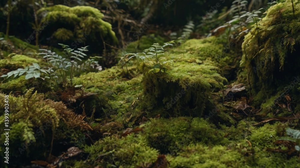Processed collage of mossy forest ground surface texture. Background for banner, backdrop or texture Processed collage of mossy forest ground surface texture. Background for banner, backdrop or texture