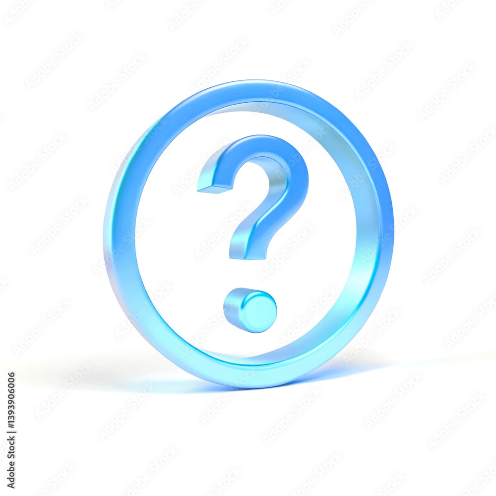 3D Blue Question Mark Inside a Blue Circle, Representing Inquiry and Curiosity 3D Blue Question Mark Inside a Blue Circle, Representing Inquiry and Curiosity