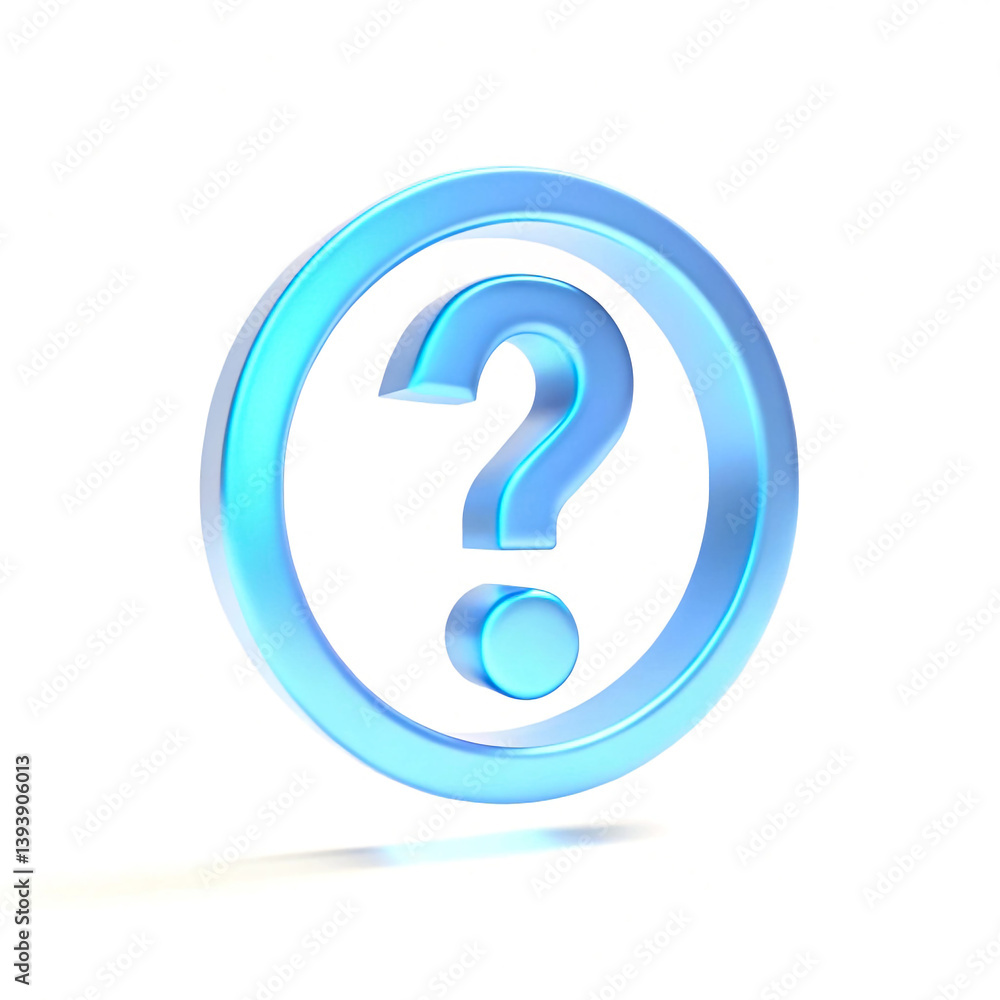 3D Blue Question Mark Inside a Blue Circle, Representing Inquiry and Curiosity 3D Blue Question Mark Inside a Blue Circle, Representing Inquiry and Curiosity