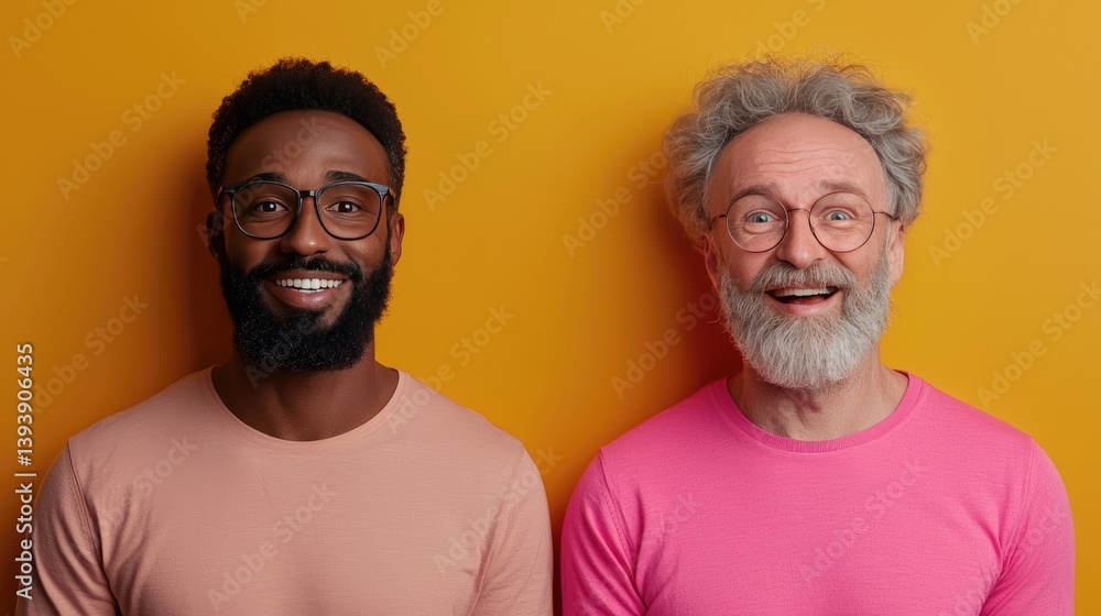 Obraz premium Joyful Portraits of Two Happy Men: A Celebration of Friendship and Diversity