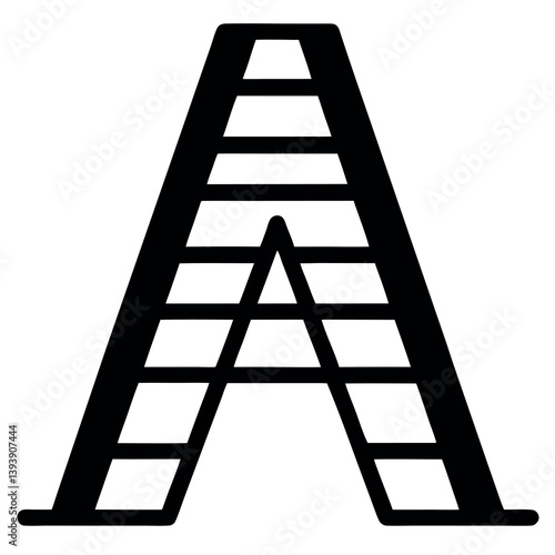 Black silhouette of an a frame step ladder  