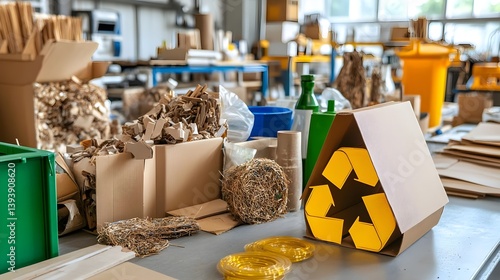 Fototapeta Naklejka Na Ścianę i Meble -  Recycling Cardboard Waste & Eco-Friendly Process - Sustainability