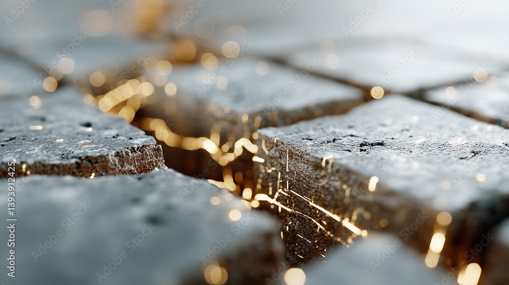 Image of Stone Crack: A close-up shot reveals the raw texture of weathered stones. a delicate, glowing crack runs through the stones, a symbol of resilience. Image of Stone Crack: A close-up shot reveals the raw texture of weathered stones. a delicate, glowing crack runs through the stones, a symbol of resilience.