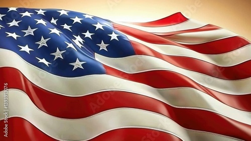 Obraz na płótnie American Flag with Vibrant Colors and Gentle Waves, Symbol of Freedom and Patriotism in a Dramatic Light w salonie