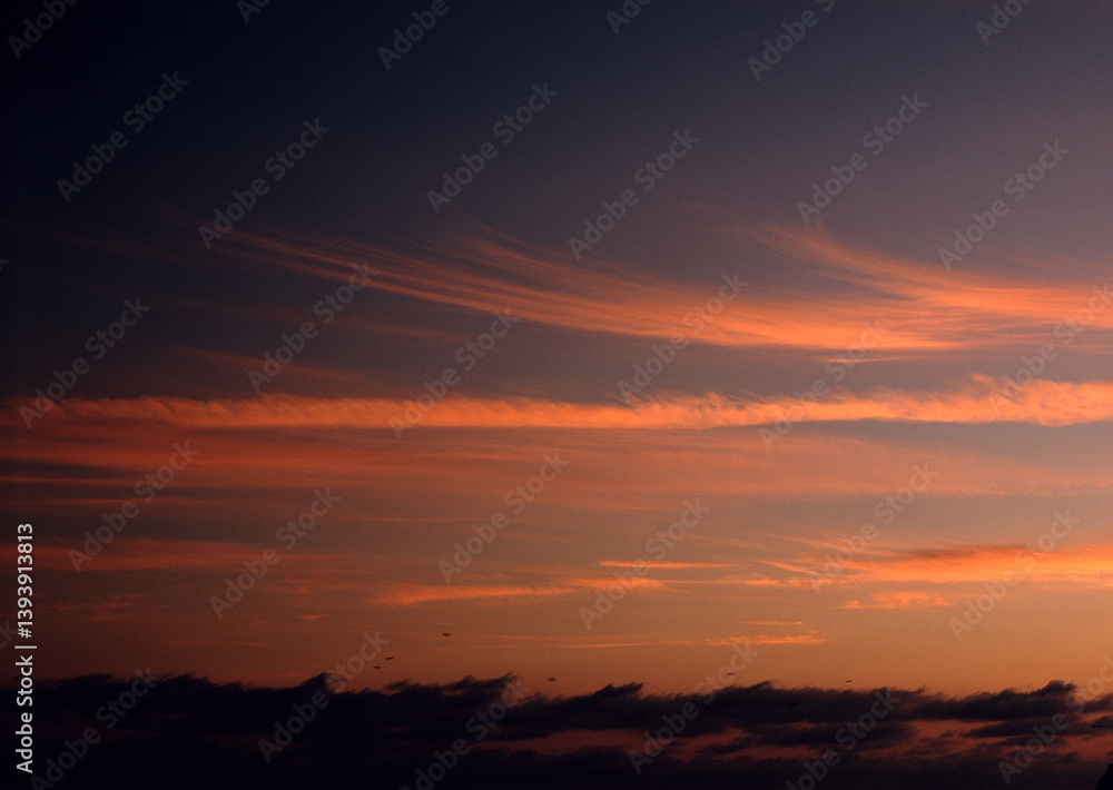 Sunset sky with orange clouds Sunset sky with orange clouds