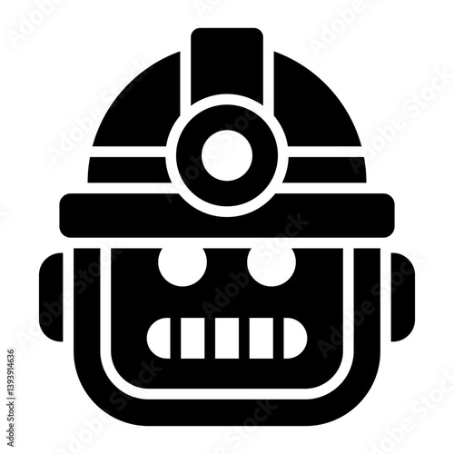 mechanical helper glyph icon with engineer robot head