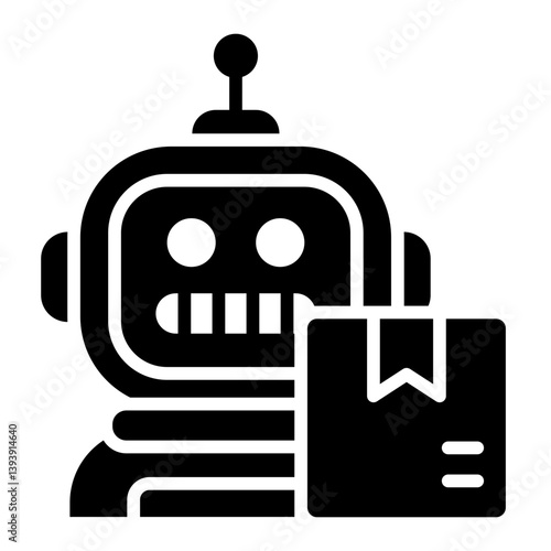 courier bot glyph icon with delivery service robot task