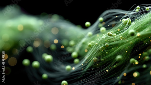 Wallpaper Mural Neon Green Data Fractals with Liquid Motion Trails and Glowing Nodes in Abstract High-Tech Network
 Torontodigital.ca