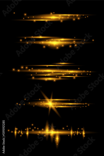 Bright beautiful light effects Set of sparkling stars