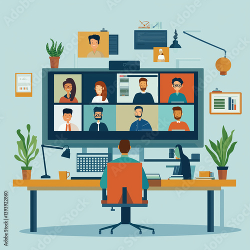 A remote team video conferencing