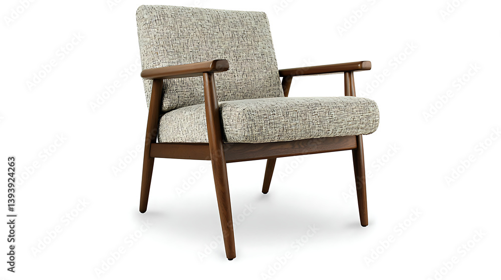 A wooden chair with a brown frame and a white fabric seat A wooden chair with a brown frame and a white fabric seat