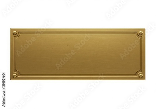 Golden plaque with decorative border isolated on white background