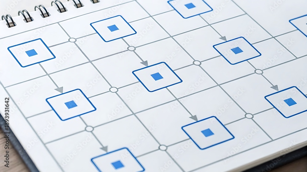 innovation technology strategic planning platform, A sketch of a flowchart on a notepad showing interconnected boxes with arrows. innovation technology strategic planning platform, A sketch of a flowchart on a notepad showing interconnected boxes with arrows.