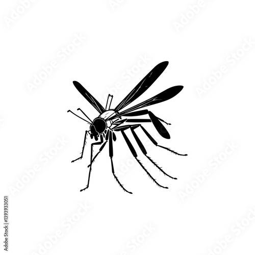 Stylized silhouette depiction of a solitary mosquito against a plain backdrop