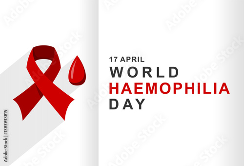 World Hemophilia Day Vector Illustration with Red Ribbon and Blood Drop, April 17 Awareness Graphic for World Haemophilia Day, Medical Support Symbol Design