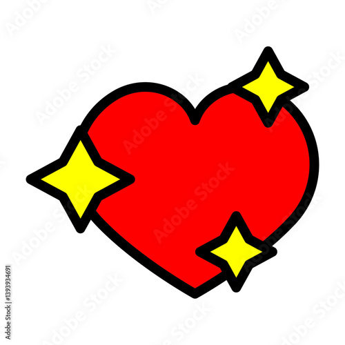 Sparkling Heart Vector Filled Icon Design