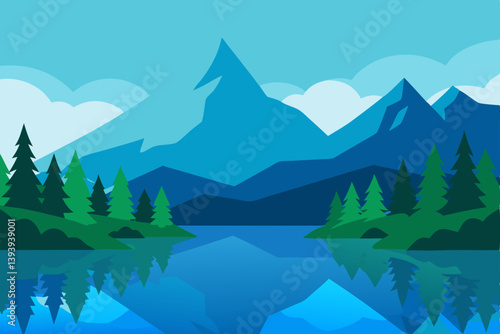 mountain lake and mountains
