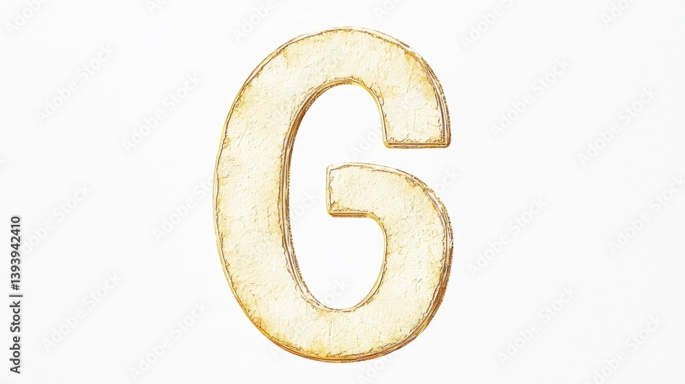 Golden Letter G on a Plain Background with Textured Detailing Golden Letter G on a Plain Background with Textured Detailing