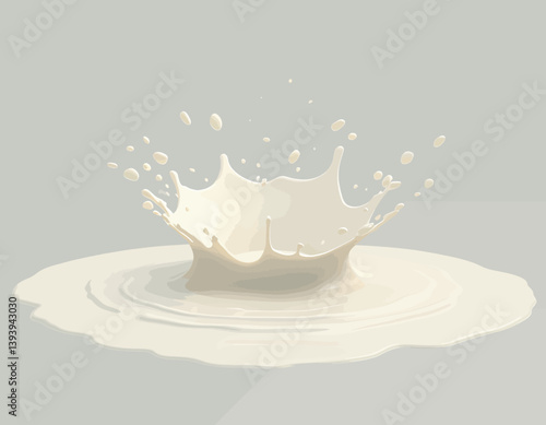Milk splash with droplets on gray background
