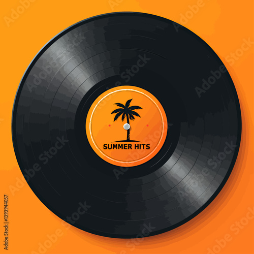 Summer Hits Vinyl Record on Orange Background