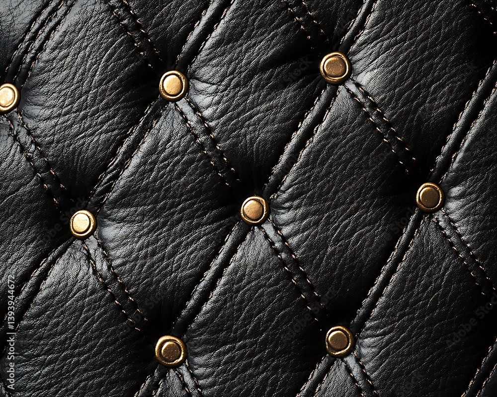 Naklejka premium Black Leather Upholstery Detail
