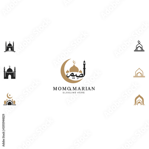 Minimalist Crescent Moon Logo Design Set