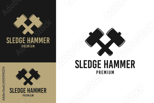 Sledge hammer logo design template vector symbol illustration