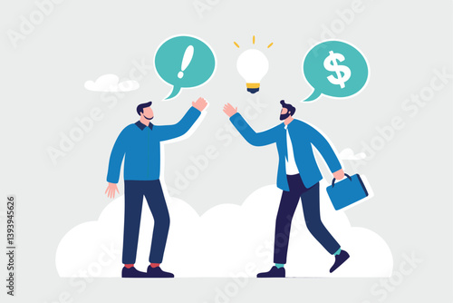 Venture capital, project pitching for funding or VC investment, selling idea for money or angel investment for startup project concept, young entrepreneur pitching idea to raise venture capital fund.