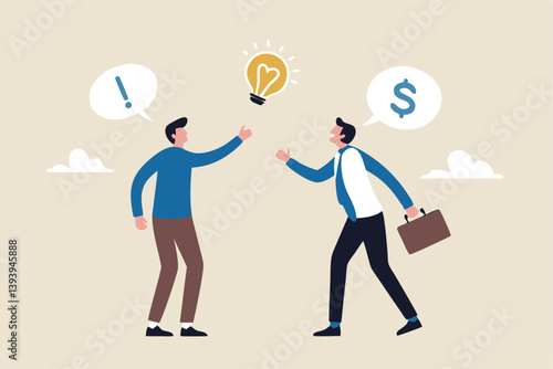 Venture capital, project pitching for funding or VC investment, selling idea for money or angel investment for startup project concept, young entrepreneur pitching idea to raise venture capital fund.