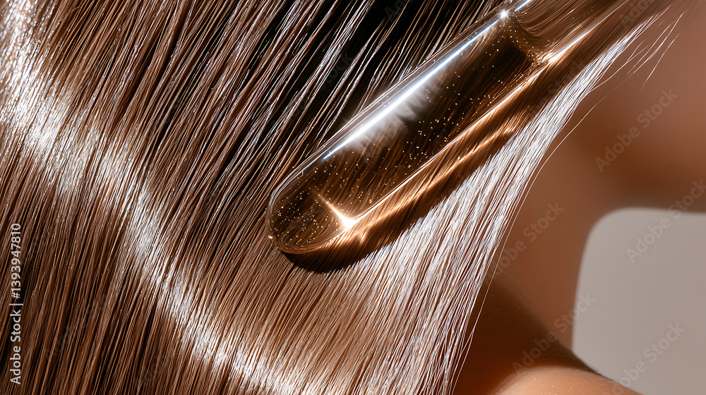 Fototapeta premium Styling techniques for silky hair beauty salon tutorial indoor close-up hair care essentials