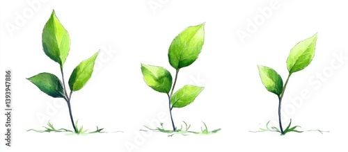 Watercolor Sprout Growth Stages