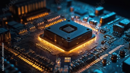 close up of computer circuit board